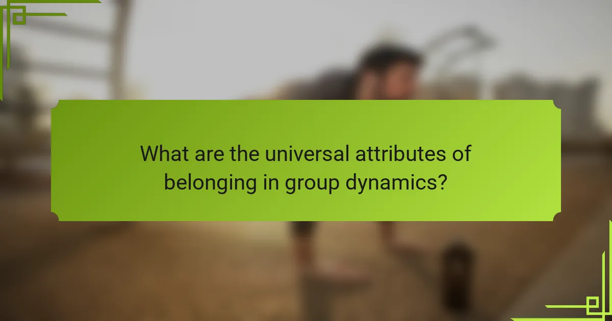 What are the universal attributes of belonging in group dynamics?